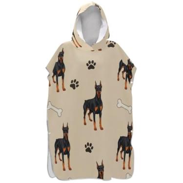 Imagem de Joisal Doberman Pinscher Poncho de surfe para cachorro adulto trocador absorvente feminino ponchos com capuz toalha floral