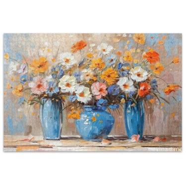 Imagem de Quebra-cabeça de pintura de flores para adultos 1000 peças arte de flores quebra-cabeça amigos família jogos presentes