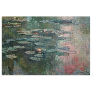 Imagem de Quebra-cabeça de pintura de lírio de água Claude Monet, 1000 peças para adultos, pintura de belas artes, quebra-cabeças divertidos, presentes de festa de elefante branco