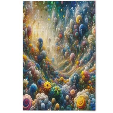 Imagem de Quebra-cabeça de desenhos animados coloridos com flores abstratas, 500 peças para adultos, família, amantes, presentes, quebra-cabeças grandes, desenhos animados, arte animal, 500 peças, 52 x 37,8 cm