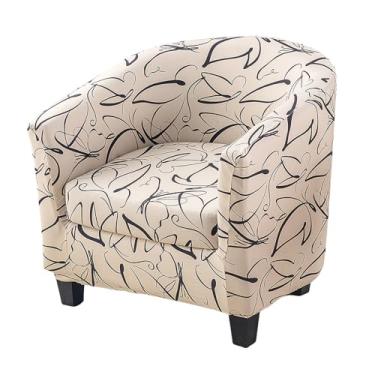 Imagem de HAOYONG Capa para cadeira de clube, 2 peças, capa elástica para cadeira de banheira impressa, capa de poltrona redonda macia e removível, capa protetora de móveis para sala de estar