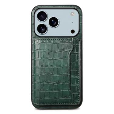 Imagem de LYJSMGZ Capa carteira para iPhone 17 Pro Max/Air/17 Pro/17, capa flip de couro clássico com compartimentos para cartões, proteção total, capa interna, verde, 17 Pro