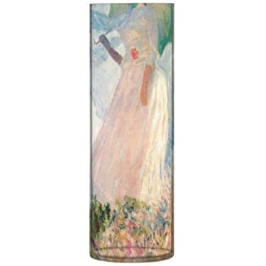 Imagem de Claude Monet Guarda-sol feminino pintura de plástico vaso redondo bonito vasos cilíndricos para centros de mesa decoração de sala de impressão estética, 30 cm x 9,9 cm