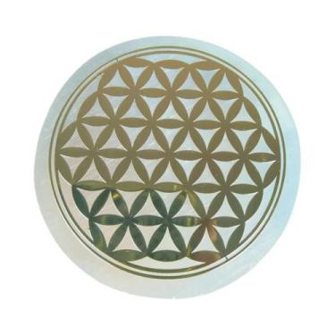 Imagem de Fatia De Cristal Natural Branco De Selenita 6cm Disco De Pedra De Gess