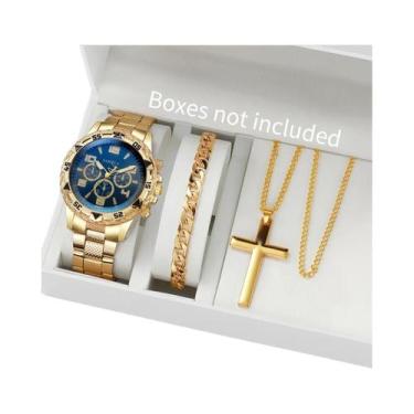 Imagem de Conjunto De Relógio De Quartzo Luxuoso Masculino Com Grande Mostrador 