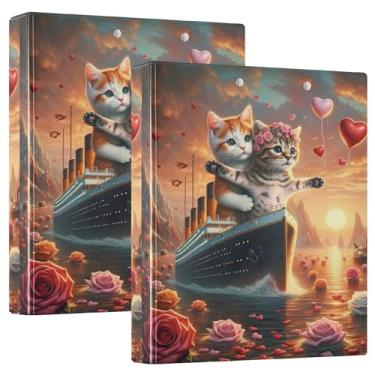 Imagem de Encadernação Charming Cats Titanic Love Sunset com 3 argolas de 3 cm, 200 folhas, caderno, floral, redondo, fichário, 31,5 x 27 x 6 cm, 1 pacote