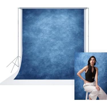 Imagem de UrcTepics Pano de fundo de foto de tecido azul abstrato de 2 × 3 m, pano de fundo de textura abstrata para fotos de cabeça e retratos, fundo fotográfico para estúdio e Vedio.