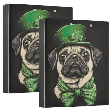 Imagem de Cute Pug Dog Art 3 fichários de 3 anéis comporta 200 folhas de animal floral, anel redondo, fichário de escritório, 31,5 x 27 x 6 cm, 1 pacote