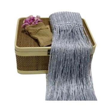 Imagem de Cortina De Cordão Com Glitter E Contas 2Mx1M Com Franjas Brilhantes Pa