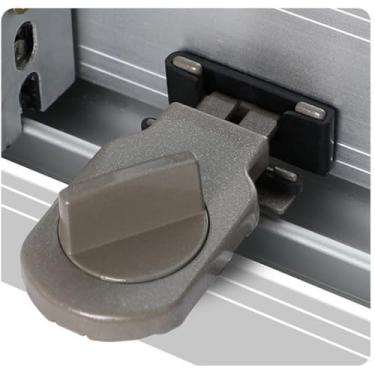 Imagem de Trava de janela de porta de segurança ajustável, trava de segurança para janela móvel, proteção antirroubo (marrom claro)