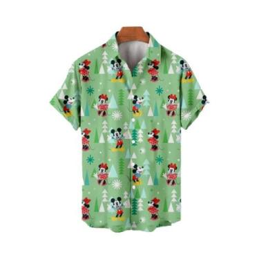Imagem de 2025 Natal Novo Mickey Anime 3D Impresso Gola Masculina Camisa de Mang