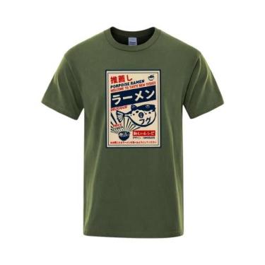 Imagem de Camiseta Casual De Algodão Com Estampa Engraçada De Menu Japonês De Ra