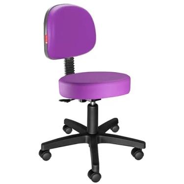 Imagem de Cadeira de Cabeleireiro Giratória Profissional - Regulagem a Gás, Base Estrela, Capacidade 110kg, para Salão e Tatuador(Roxo)