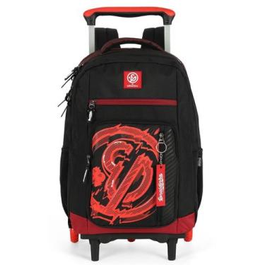 Imagem de Mochila Carrinho Escolar Juvenil Youtuber Enaldinho - Luxcel, Vermelho