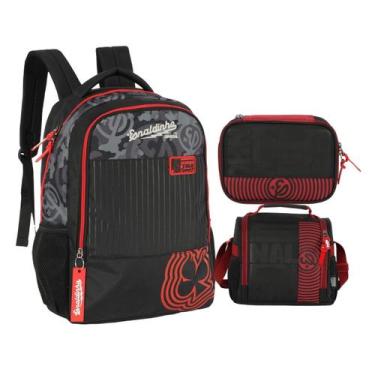 Imagem de Kit Mochila Lancheira Estojo Juvenil Youtuber Enaldinho - Luxcel, Pret