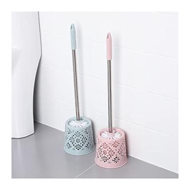 Imagem de Escova de vaso sanitário doméstica parede sem canto morto escova de vaso sanitário conjunto de limpeza de vaso sanitário escova de limpeza de vaso sanitário escova de vaso sanitário e suporte (cor