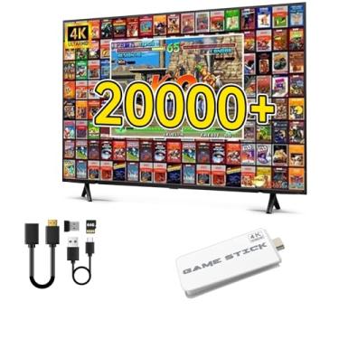Imagem de 2025 Upgrade Wireless Retro Game Console,Retro Game Stick with 20,000+ Games,4k Hdmi Output Game Stick,TV-Connectable Game Stick,Plug and Retro Play Video Games for Tv,Retro Game Stick.White64GB