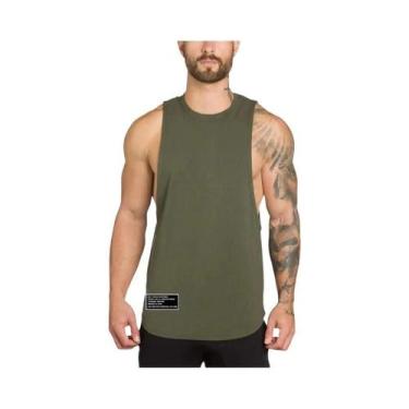 Imagem de Camiseta Regata Masculina Respirável De Algodão Sem Mangas Para Academ