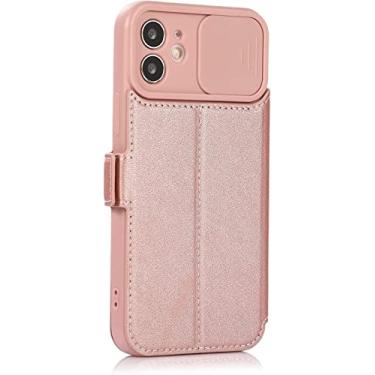 Imagem de KKFAUS Capa carteira para iPhone 13/13 Mini/13 Pro/13 Pro Max, capa protetora magnética de couro PU com bloqueio de RFID proteção de lente completa (cor: rosa, tamanho: 13pro max 6,7 polegadas)
