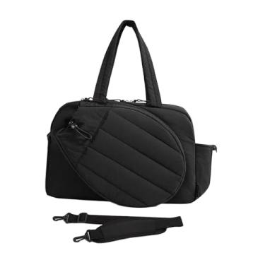 Imagem de Colaxi Bolsa de tênis, bolsa esportiva portátil com alça de ombro removível, grande capacidade, versátil para equipamentos esportivos, ideal para adultos, Preto