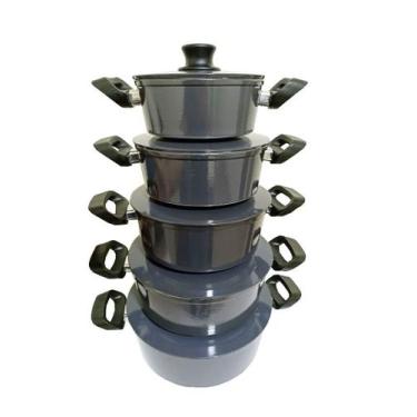 Imagem de Jogo 5 Panelas Alumínio Batido Fundido Cor Grafite  Extang - Extang Al