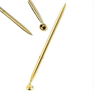 Imagem de Kryoflare Conjunto de canetas de mesa com suporte de metal, caneta de assinatura prata para convidados com suporte de base redonda, conjunto de esferográficas de escritório para casa, hotel, balcão