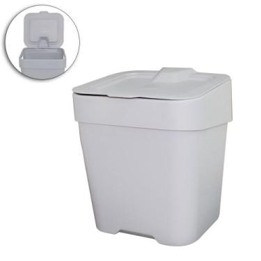 Imagem de Lixeira de Pia de Plástico Retangular Slim com Tampa Cinza 2,5L - UZ