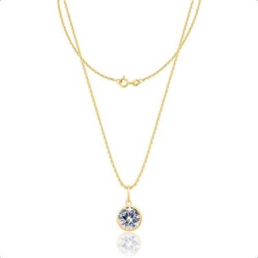 Imagem de Corrente Bailarina 45cm com Pingente Ponto de Luz em Ouro 18k - Paulis