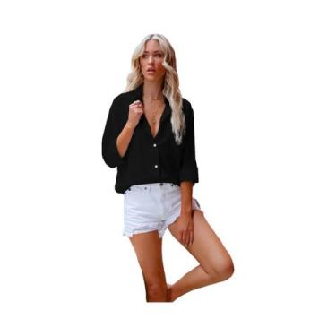 Imagem de Camisa Feminina Vintage Harajuku - Manga Longa em Algodão e Linho, BR-