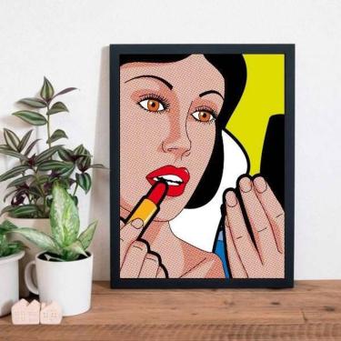 Imagem de Quadro Branca De Neve Passando Batom 24X18Cm - Com Vidro