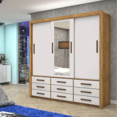 Imagem de Guarda Roupa Anjos Com Espelho Cinamomo/Off Carioca Móveis