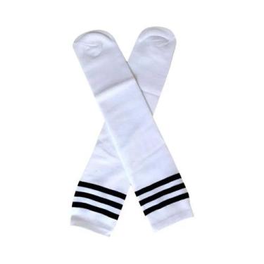 Imagem de Meias Esportivas Infantis Lisas Listradas Sem Calcanhar Até O Joelho P