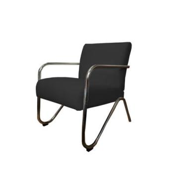Imagem de Poltrona Decorativa Bela Suede Preto Braço Cromado Ms Decor - Mansão D