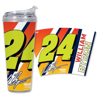 Imagem de Rico Industries Copo de acrílico NASCAR Racing William Byron 680 g com tampa articulada, copo de parede dupla oficialmente licenciado com canudo