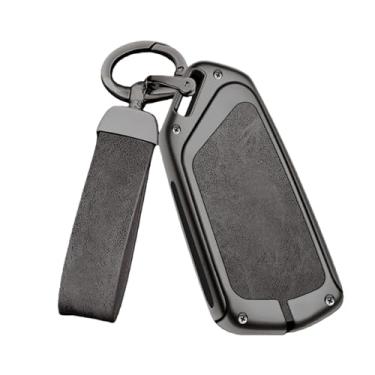 Imagem de Capa De Chave De Carro Em Liga De Zinco, Compatível Com Seat Ateca Leon Fr 2 Ibiza, Capa De Couro Genuíno De Alta Qualidade, Fivela, Acessórios Automotivos(D gun gray)