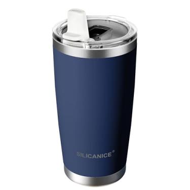 Imagem de Copo isolado de 590 ml - Tampa flip totalmente removível, 100% lavável e à prova de vazamento, aço inoxidável de parede dupla | Livre de BPA, lavável na lava-louças, suporte de copo compatível (sem