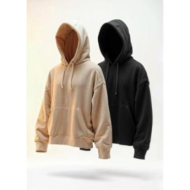 Imagem de Kit 2 Moletom Masculino Feminino Blusa Casaco Canguru Capuz-Unissex