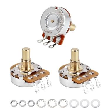 Imagem de Banworks Latão A500K+B500K M8 Potenciômetros de eixo sólido tamanho completo 1A2B Eixo curto (comprimento de 15 mm) Potenciômetros de áudio e cone linear para Epiphone Les Paul LP/SG Squier Strat/Tele