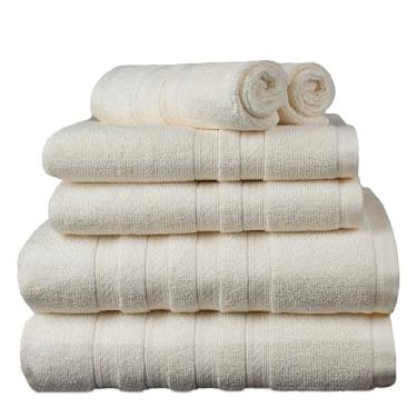 Imagem de Micro Cotton Conjunto de toalhas de banho Express Luxury 6 peças - 100% algodão, secagem rápida, extra absorvente, super macio com 2 toalhas de banho, 2 toalhas de mão, 2 toalhas de lavagem - marfim