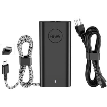 Imagem de 65W compatível com Dell Latitude 5420 7420 5430 5540 7430 7440 5440 5530 7320 7340 7390 7620 XPS 13 Chromebook 3100 Cabo de alimentação, USB C Tipo C Adaptador de CA para ordenad