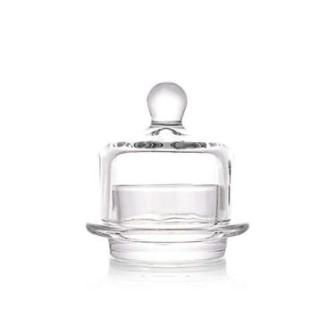 Imagem de Manteigueira Manteiga de manteiga multiuso com tampa, europeu-estilo doméstico chumbo de vidro manteiga de vidro redondo placa de sobremesa pastelaria caixa de limão Prato de Manteiga com Tampa