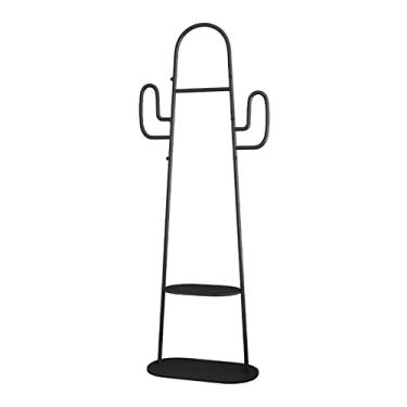 Imagem de Suporte para chapéu, cacto, verde, chão, simples, criativo, loja, expositor, quarto, pendurar roupas, cabideiro, corredor, árvore, (preto)