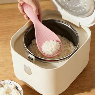 Imagem de Colher de arroz de silicone antiaderente, design sem queda, colher de panela de arroz resistente ao calor, colher de servir para grãos, espátula de arroz profissional, para uso em cozinha e cozinha