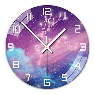 Imagem de Wddwymll Relógio de parede redondo, relógios modernos de 30 cm, relógio silencioso sem tique-taque, para escritório, sala de estar, sala de jantar