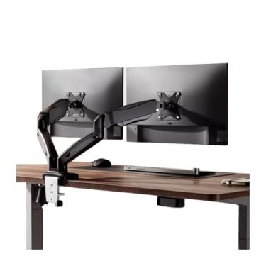 Imagem de Braço de monitor 43.2 cm-81.3 cm suporte duplo para mesa, suporte de monitor duplo com mola a gás ajustável comporta até 9 kg, com VESA 75/100 mm com grampo C e acessórios de mesa com ilhós