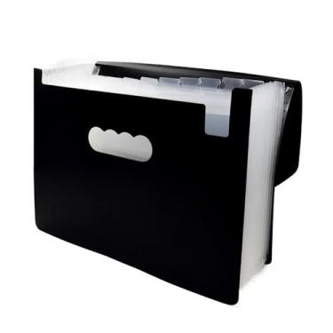 Imagem de Organizador de arquivos 12 camadas de material de escritório organizador de documentos A4 pasta de classificação multicamadas material de escritório (preto)