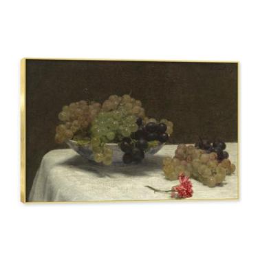 Imagem de NHLDZYH Moldura dourada. Vintage Fruta Ainda Natureza Tela Retro Frutas Motivo Estilo Country Decoração de Parede para Cozinha e Sala de Jantar. C13. 70 x 105 cm.