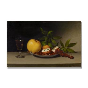 Imagem de Arte em tela vintage de frutas mortas, pintura clássica de cozinha country, decoração de parede de casa de fazenda quente para sala de jantar e cozinha. C50. 60 x 96 cm - 23,7 x 37,7 pol. Somente tela