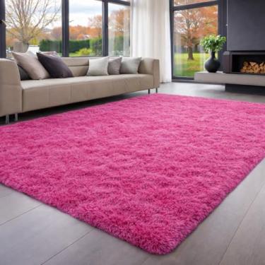 Imagem de Tapete Peludo Grande 3,00x2,00 Felpudo Antiderrapante Lavável para Sala e Quarto(Pink)