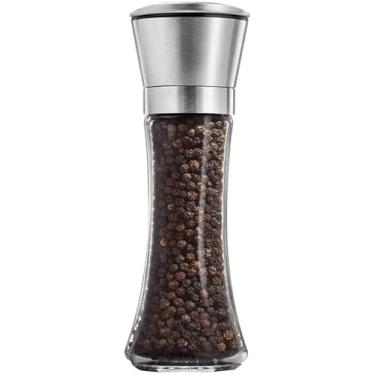 Imagem de Lindo conjunto de moedores de sal e pimenta — moedor de temperos recarregável de aço inoxidável e vidro com espessura ajustável — perfeito para sais do Himalaia ou marinhos, pimenta moída fresca ou